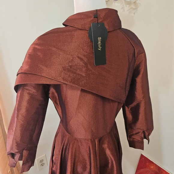 Copper Shiny Vintage/Vintage Style Fit and Flare Dress NWT Midi - Picture 7 of 9